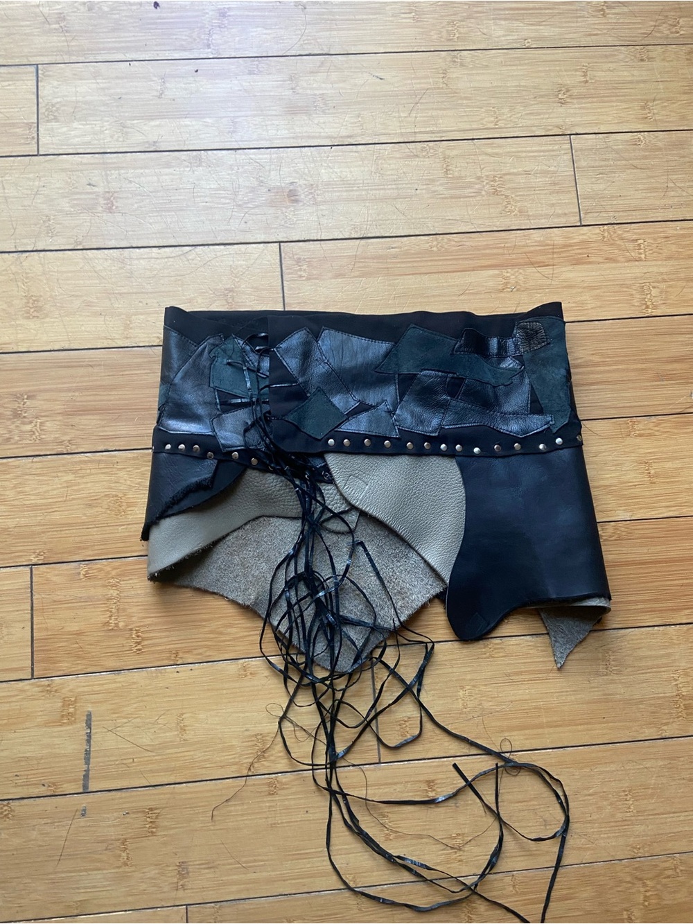 Custom Black Leather Fringe Waist Belt - Women's Fashion Accessory